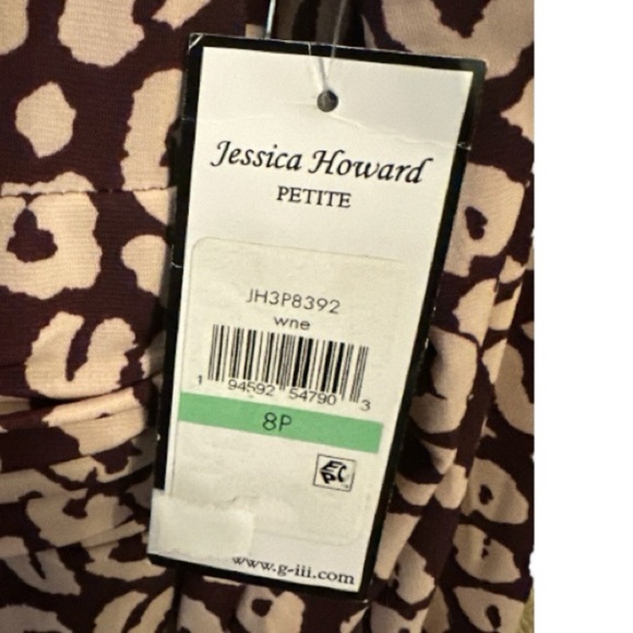 Jessica Howard Petite Women’s Long Sleeve Animal Print Midi Dress Size 8P - Picture 8 of 12